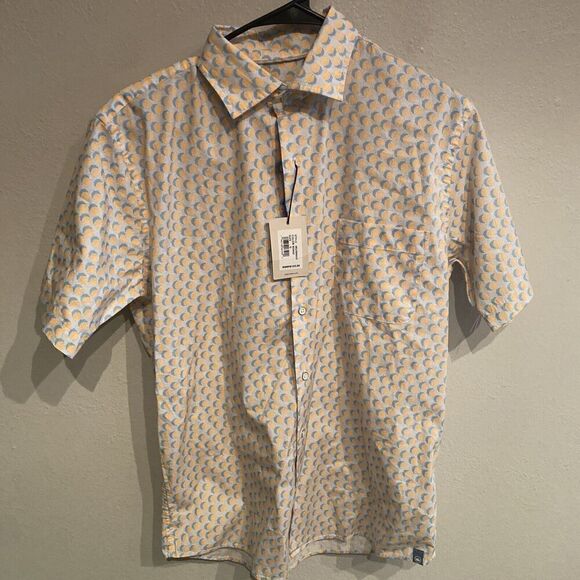 Peter Millar Crown Mens Small Throwing Shade Cotton Sport Short Sleeve Shirt - Picture 1 of 5